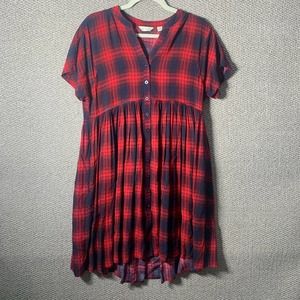 Anthropologie 11.Thylo Womens‎ Dress Size Small Red Black Buffalo Plaid Mona